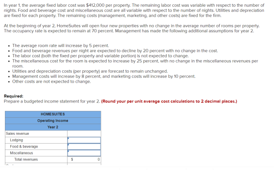 In year 1, the average fixed labor cost was $412,000 per property. The remaining labor cost was variable with respect to the