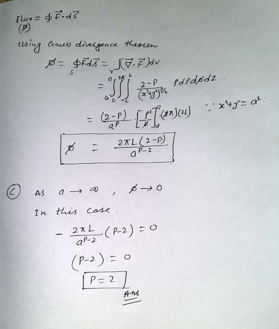 flux = $ Fod3 lesing Gavess divergence theorem Ø = Fids = JJ. F) du at 1 07 (24992 USJ 2 The PdPdødz = (2,-2). T el 5*49*= a?