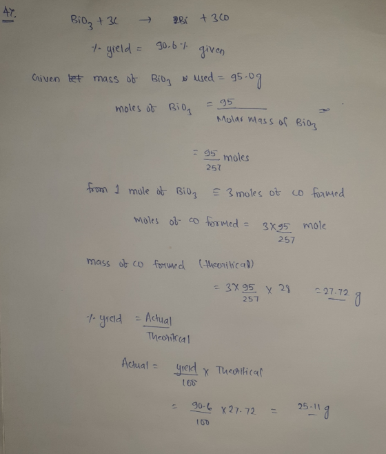 Bioz +31 BBi +300 7 gield = go.6% given criven tet mass of Bioz s used = 95.og moles of Bion = 95 Molar mass of Bion - 95 mol
