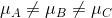 \mu _{A}\neq \mu _{B}\neq \mu _{C}