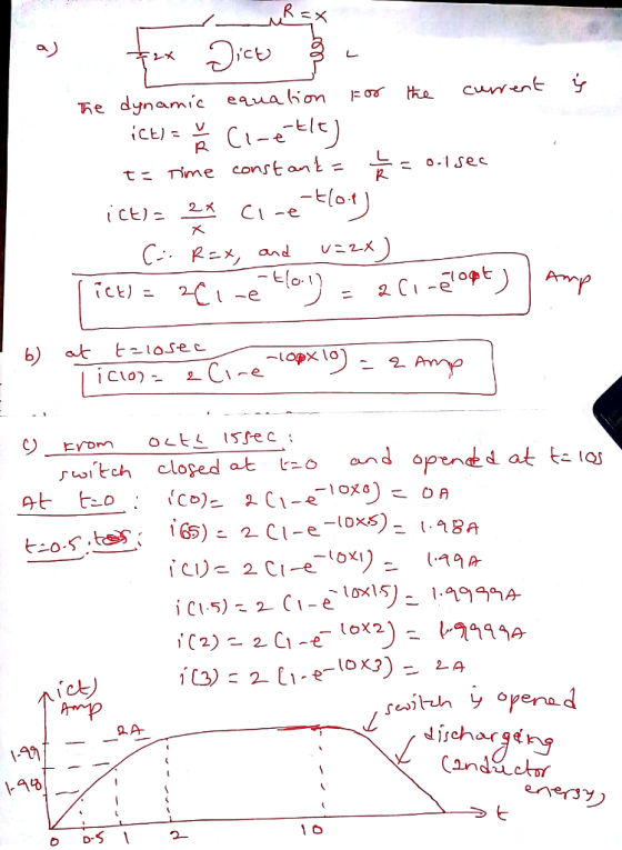 t nme constant ヒ b) at tosec ischarge (inductor D.ร์