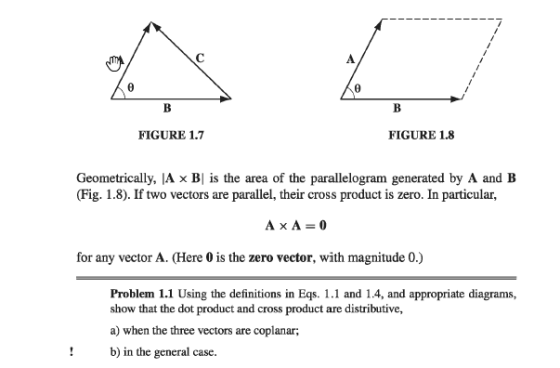A B B FIGURE 1.8 FIGURE 1.7 Geometrically, |A B) is the area of the parallelogram generated by A and B (Fig. 1.8). If two vec