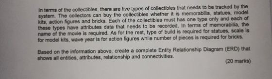 In terms of the collectibles, there are five types of collectibles that needs to be tracked by the system. The collectors can