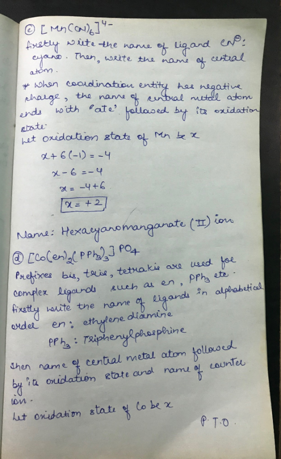 ③ [Mr Cand]- firestly write the name of lig and en: cyano. Then, write the name of central atom. * When coordination entity