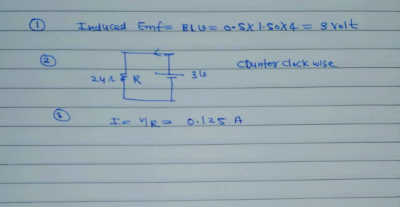 Induced Emfe BLsoIXT-MOX 4= S Volt ctynter cleck wise 3 G 24AER O.125 A