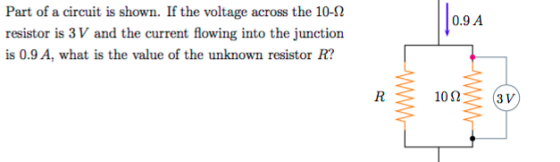 Part of a circuit is shown. If the voltage across