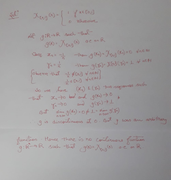 st Xce (4) - { fx [0] Lo sheroine Let giRR such that gx. X con (x) aic on R Jake xn = -11 Then g(n)- X (A) 0 VNEM Yn = h han