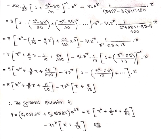 [क ] . [2- (*) ()---৭., D+18D) t20 -8D D2D+-80-8 +20 64 400 DT 13 S4 200 ( 1 44 [- 3 3 . The 3emeral Solution is 4R [ AT