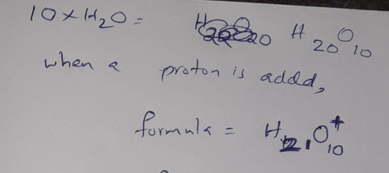 10xH₂O = Hagen H20 10 when a proton is addd, formula = Het