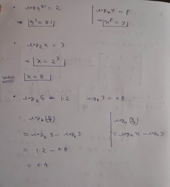 Asp5 - 2 • 9 = Р IP - У | = 81) од 2 х = 3 3 | - 2 voluc и = 8 | log ь 1, 2 3 = 0 В х•ь эəь (5) •3 S) = - 2, 5- 2, 3 лого -