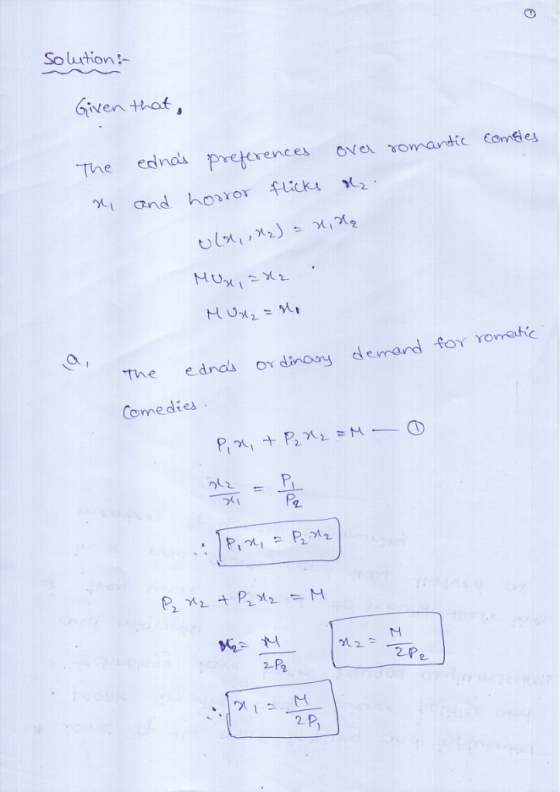 Solution Given that, nai prettrences over rowantic conees oy dinany dermand for romatc Comedies ti 2