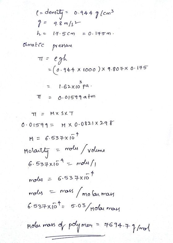 9. 8 m/, 1 0.944 X 100 0 ) 9.804x 0-1 5 3 62x io pa - ㅠ = 0.0159 afm 0.0159 9 = M X 0.0821 X 29