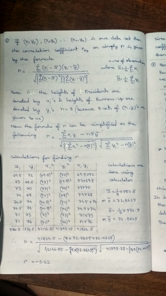 since coeff then ③ Her Rei we . If (x4), (3 ). Pland) is our data set then the correlation coefficient de or simply p is give