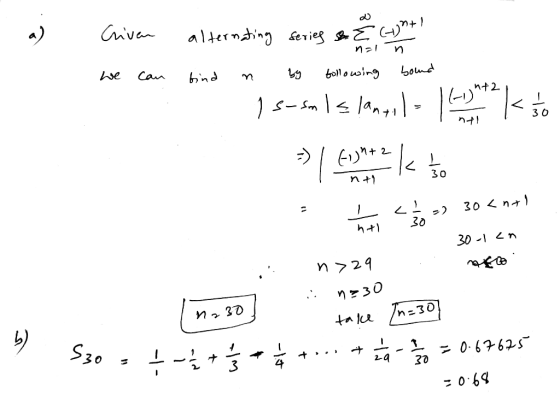 Criven alternating series so E (-) nan we can find n by following bound 1 s-sm Is langelo 1 me k to | lynn k to . <»> 30407)