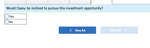 Would Casey be inclined to pursue this investment opportunity? Yes Coro No ( Req 4A Reg 4B)