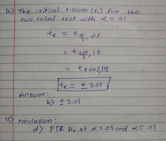 14The eritica 00 tailed test with -oC . 2フ t 13 2 -t c二十3.01 b)±3.01 - λ-conclusion