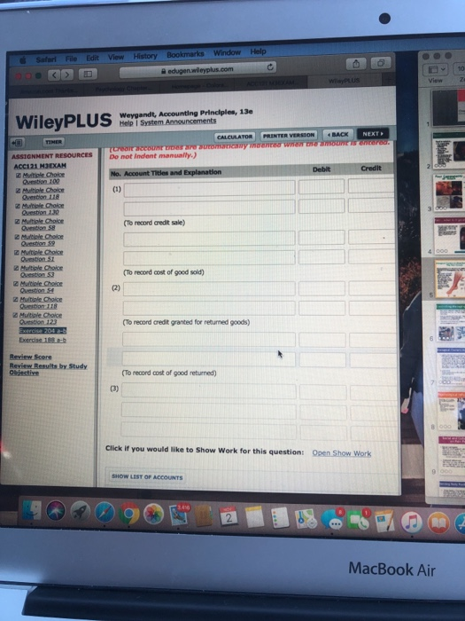 Safari File Edit View Help History Bookmarks Window edugen.wileyplus.com WAHOVDITIS Weygandt, Accounting Principles, 13e TINE