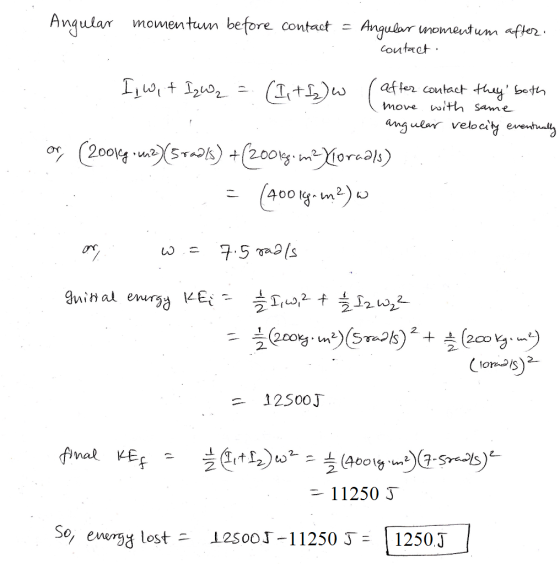 Anqular momentum before contact - Angular now endum afm (aften contact-Huy, both move with same 2- (loms 12S00J nal VEr - 112