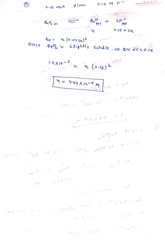 0.15 ME 0.15 NoF gives Ba F2 ( 1. Ba Bo27 27 Z 0.15 +236 Ksp = 26 (0.18722 Since Baby Slightly Soluble ,50 24 220.15 loxio-6