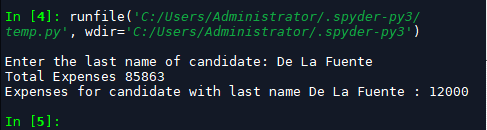 In [4]: runfile ( C:/Users/Administrator/.spyder- py3/ temp.py, wdir=C:/Users/Administrator/. spyder-py3) Enter the last