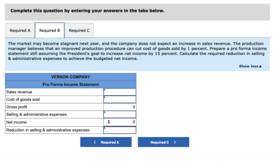 Complete this question by entering your answers in the tabs below. Required A Required B Required C The market may become sta