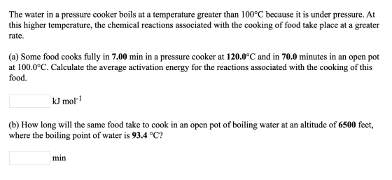 The water in a pressure cooker boils at a temperature greater than 100°C because it is under pressure. At this higher tempera