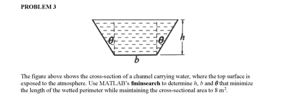 PROBLEM 3 The figure above shows the cross-section of a channel carrying water, where the top surface is exposed to the atmos