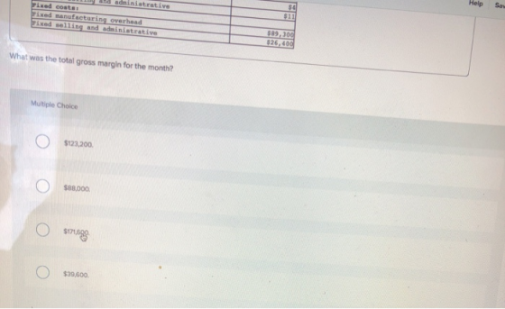 Help Son 10 and administrative Yixed costs Fixed manufacturing Overhead Fixed selling and administrative 89,100 926, 400 What