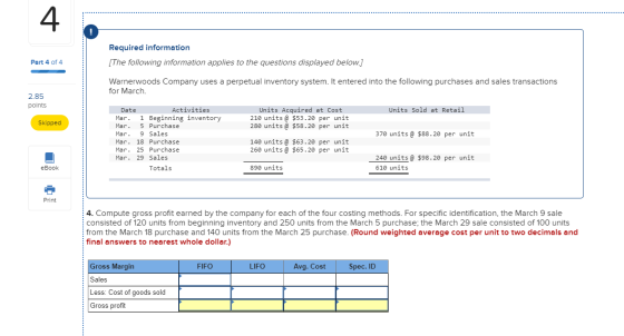 Required information [The following information applies to the questions displayed below.] Part 4 of 4 Warnerwoods Company us