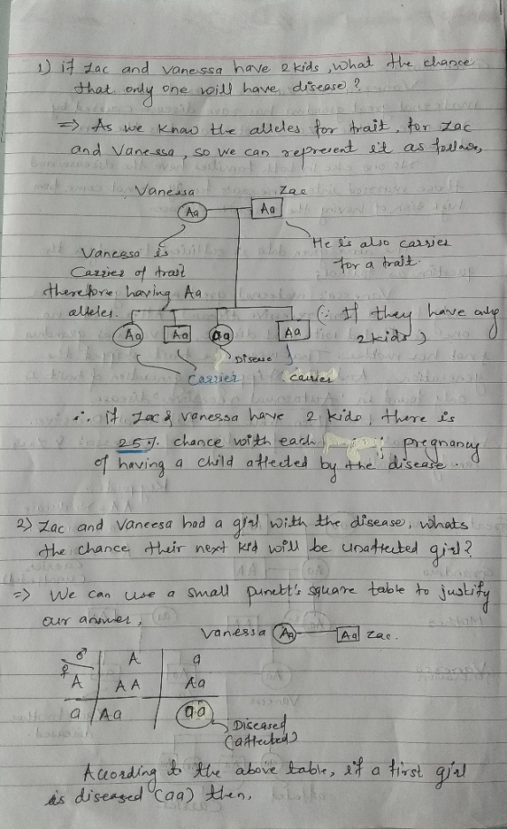 the chance 1 17 Lac that and vanessa have a kids , what only one will have disease ? =) As we know the alleles for trait, for