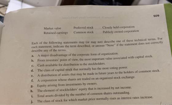 509 Market value Retained earnings Preferred stock Common stock Closely held corporation Publicly owned corporation Each of t