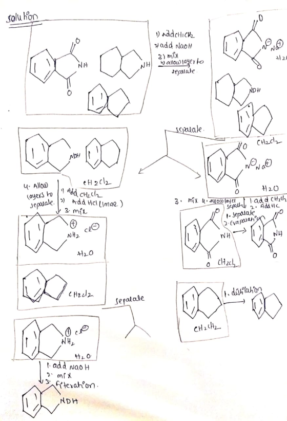 saluhon 1) Add CHICH wadd NaOH 3) mix +20 wallow layer to reparate N sejalale VO CH2Cl2 4. Allow CH 2012 1 (ayers to ito An