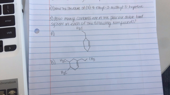 whe Structure of (2 eptene 5 Houw many cartons aren SUSteM in each of tne follo enter ds H3C shift f) H2C CH3 chromebook