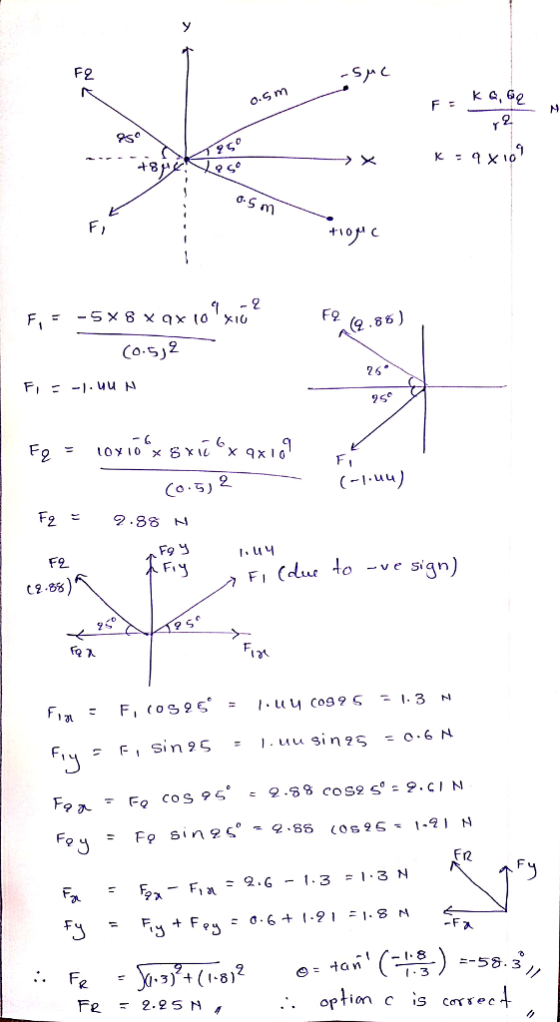 2. PS σ. Co.5) 2 26 2se 2 Co 5) F2 Fi du to -ve sign) c2.85 -Fo cos 95 こ 오..8 8 coses=9.CI N F12 ( 1-8〉 는-58.3 3 .. optimCS Coec