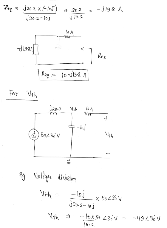 -j19.8 11 Zeq = j20.2 x6-105) j 20.2-loj » 202 j 10.2 lon j 19:31 7 Reg Req = 10-vigo8n For Uth 120.2 With lon mo mo + - loj