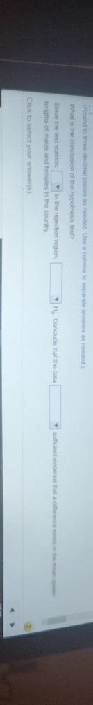 (Round to three decimal places as needed Use a comma to separate answers as needed What is the conclusion of the hypothes? Si