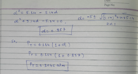 Dale. Page No: d²=5.14 - 5.14d d² +5.ind -5.14 = 0, - d= =57 (s. 14)? uxs.in 201 d-0.857 P = 0.164 (1+d) Pr = 0.164 (1+0.857)