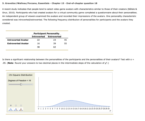 5. Gravetter/Wallnau/Forzano, Essentials - Chapter 15 - End-of-chapter question 18 A recent study indicates that people tend