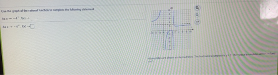 a Use the graph of the rational function to complete the following statement Q Almprotes are shedshed in the horizontal site