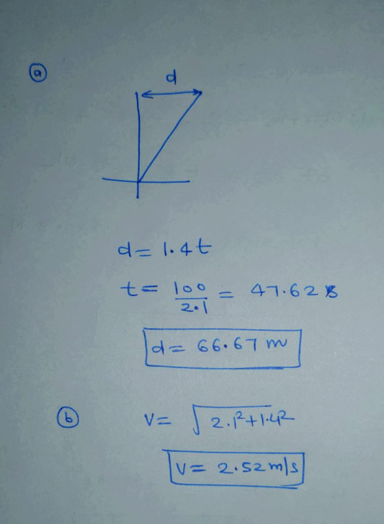 d=1.4t t= 100 = 47.628 d=66.67 m 2. 1+1.42 v=J2. Ptler [V= 2.52 m/s