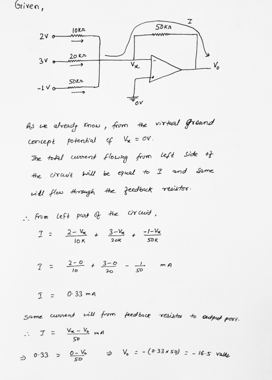 Given, I SOKR TOKS 2vo 20kr 3v Vx Vo 50KR alvo OV 7 OV. As we already know, from the virtual ground concept potential of Vse
