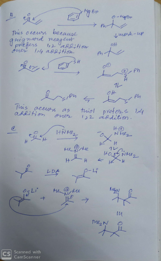 This occurs because grignard neagent prefers 12 addition ones 1,4 addition, o-Mg Br > pkt v mork-up 애 Ph Erjon y This accurs