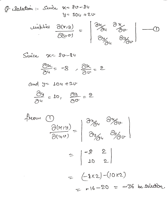 & Solution :- Sunce x=20-84 y=100+20 miplies acxig) auro) on you au olou an too o Suice x=20-84 one 04 -8 a - and ya Lou +20