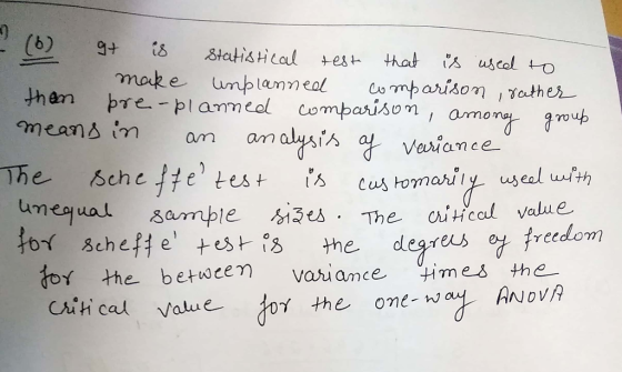 than pre -pl ammeal comparison amarou Vawamce he Schefte, test 洽 reeddom tor the betwscen vari Crii cal value do the o amce Hmes the one-wa ANOVA