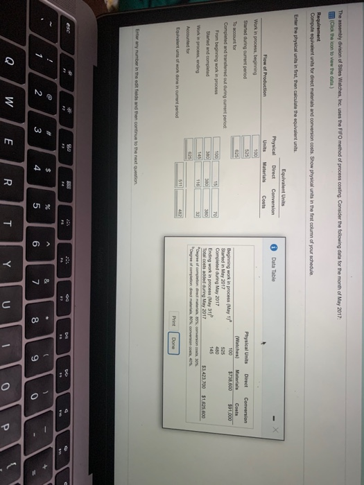 The assembly division of Stles Watches, Inc. uses the FIFO method of process costing. Consider the following data for the mon