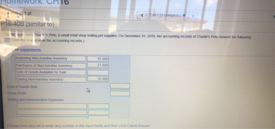 HEWrn. Und S 1pt 7 of 7 (3 complete) P16-40B (similar to) Che ne to owns Chartes Pets, a small retail shop selling pet suppl