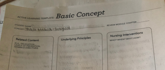 ATE: Basic Concept ACTIVE LEARNING TEMPLATE: STUDENT NAME REVIEW MODULE CHAPTER CONCEPT AAUI Medical Surgical Underlying Prin