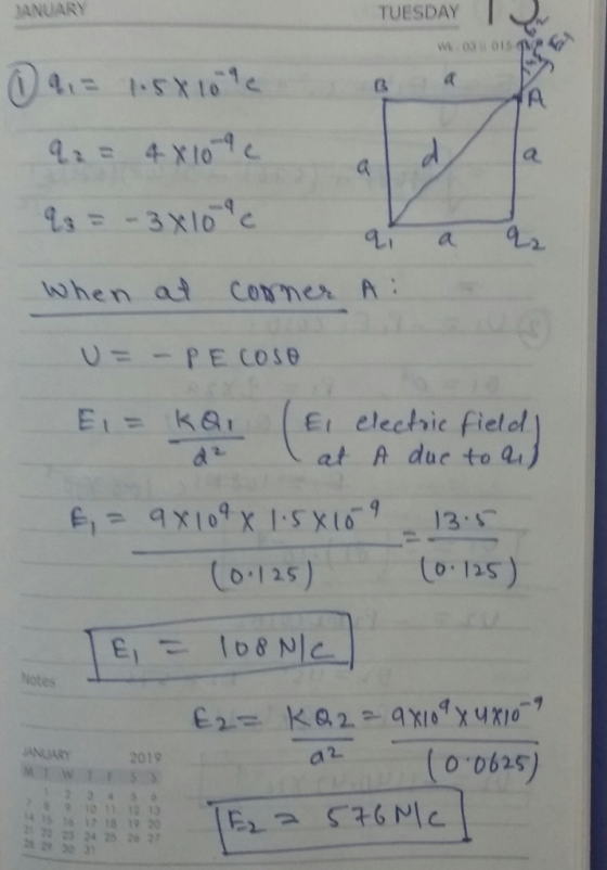 ANUARY TUESDAY 0 a Q. -9 2. Eku E electic fielol :d、 at A d a.) uc to 3x10qx1.sxioT 9-13.「 o 12s e, (o 125) Notes 2019 910 11 12 13 22223 24 25 26 2 2930 3t