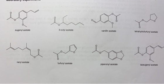 leDULULUI LAPUU O eugenyl acetate 3-octyl acetate vanillin acetate tetrahydrofurfuryl acetate neryl acetate furfuryl acetate