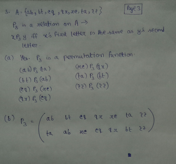 3. Ahab, bt, cq, ar, re, ta, 22} | Page 3 Po is a relation on A » XP y iff xs first letter is the same as ys second letter.